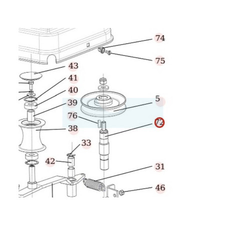 Arbre de palier de lame coté gauche pour débroussailleuse autoportée Roques & Lecoeur (S532038128363)