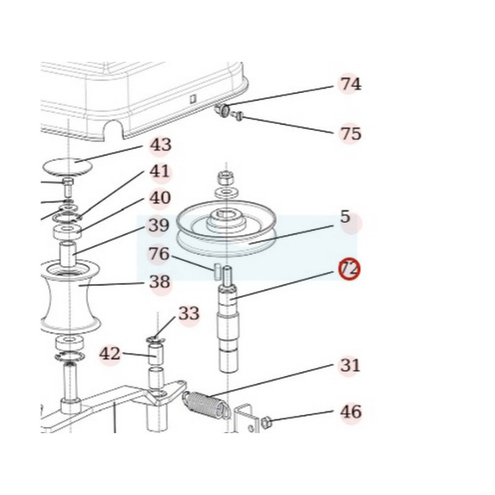Arbre de palier de lame coté gauche pour débroussailleuse autoportée Roques & Lecoeur (S532038128363)