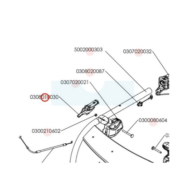 Câble de crabotage pour tondeuse débroussailleuse Sarp (0308010030)