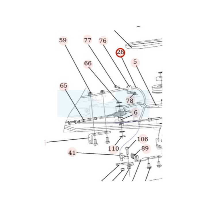 Câble de différentiel pour débroussailleuse autoportée Roques & Lecoeur (N443900147)