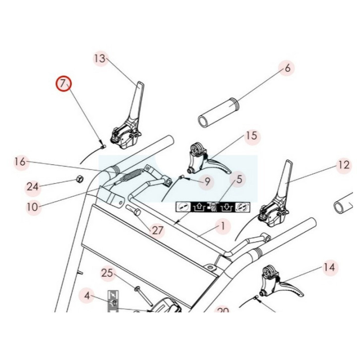 Câble de frein de parking pour tondeuse débroussailleuse Sarp (0308050016)