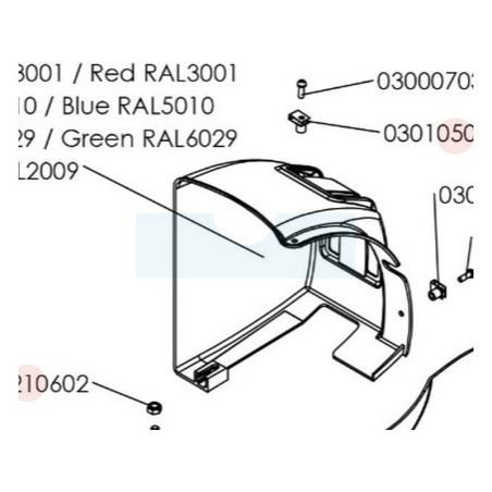 Capot arrière rouge pour motobineuse Sarp (0340060050)