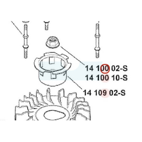 Ecrou de volant moteur pour moteur Kohler (1410010S)