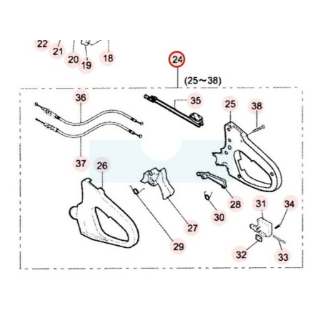 Manette d'accélérateur + câble pour taille-haie Kaaz (71014502)