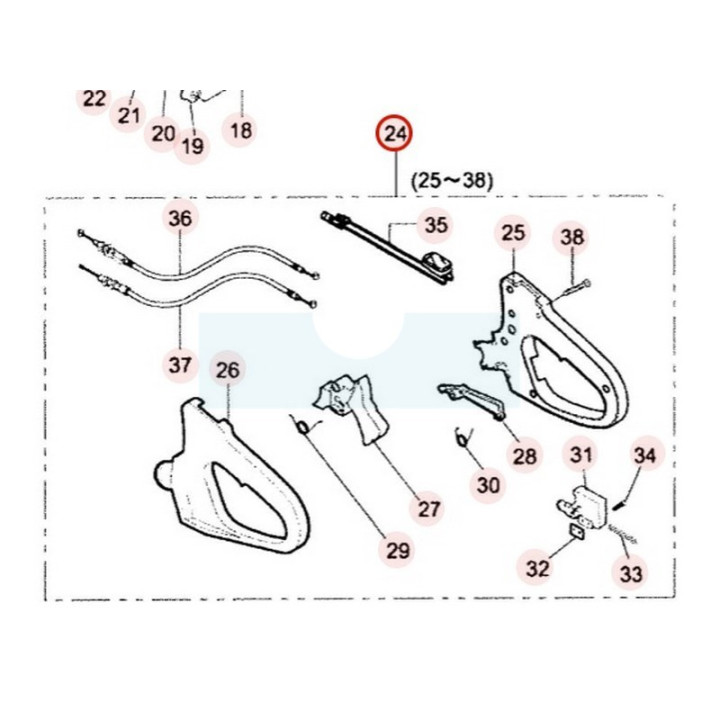 Manette d'accélérateur + câble pour taille-haie Kaaz (71014502)