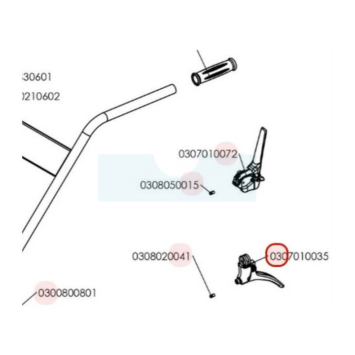 Manette d'embrayage pour tondeuse débroussailleuse Roques & Lecoeur (0307010035)