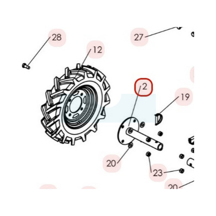 Moyeu de roue à pneu pour motobineuse Sarp (8002010302)