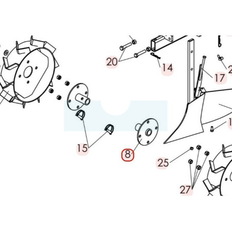 Moyeu de roue pour motobineuse Sarp (8002010304)