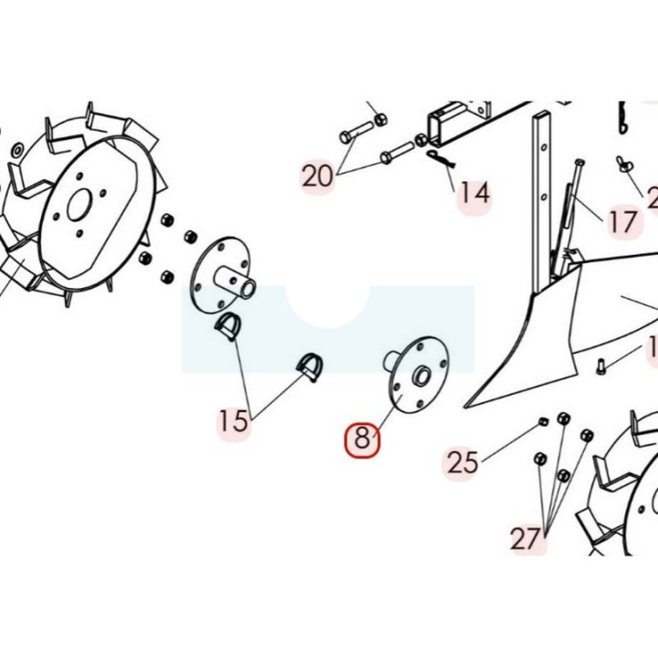 Moyeu de roue pour motobineuse Sarp (8002010304)