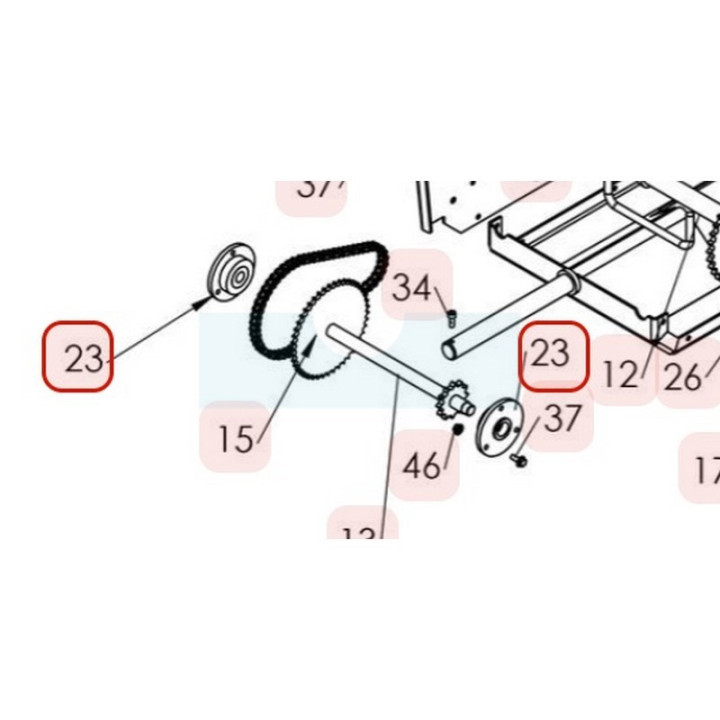 Palier d'arbre intermédière (15mm) pour tondeuse débroussailleuse Sarp (0340040013)