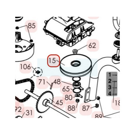 Poulie oscillante de transmission pour tondeuse débroussailleuse Roques & Lecoeur (0303010002)