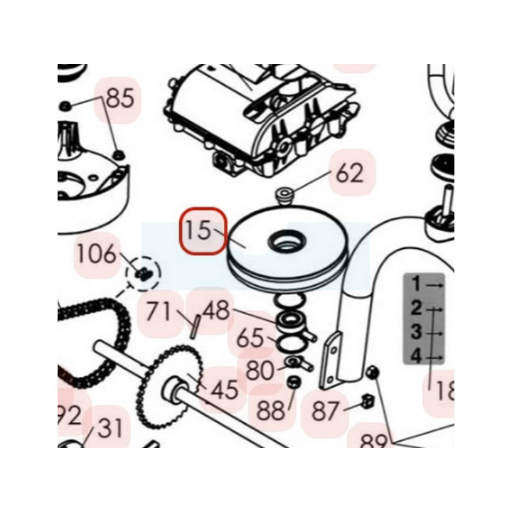 Poulie oscillante de transmission pour tondeuse débroussailleuse Roques & Lecoeur (0303010002)
