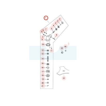 Renvoi d'angle pour débroussailleuse Sarp (YP61270030006)