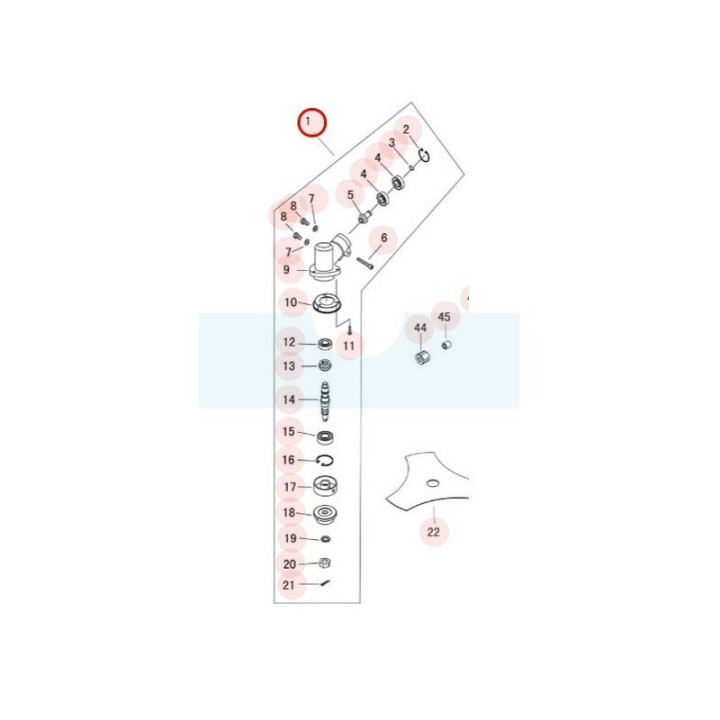 Renvoi d'angle pour débroussailleuse Sarp (YP61270030006)