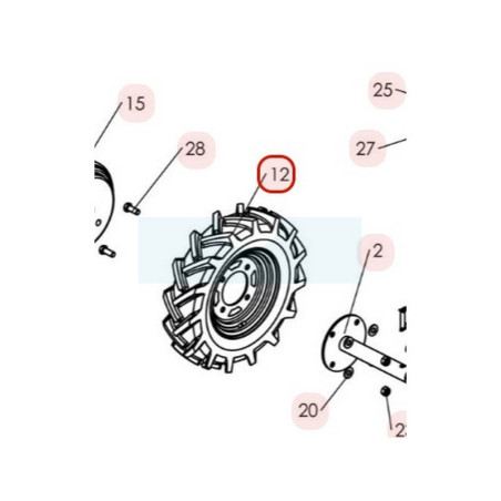 Roue arrière droite pour motobineuse Sarp (0309000023)