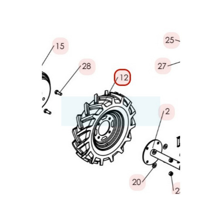 Roue arrière droite pour motobineuse Sarp (0309000023)