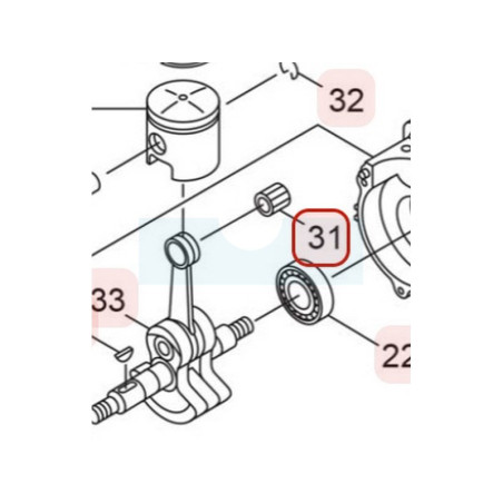 Roulement d'axe de piston pour souffleur Maruyama (265225)