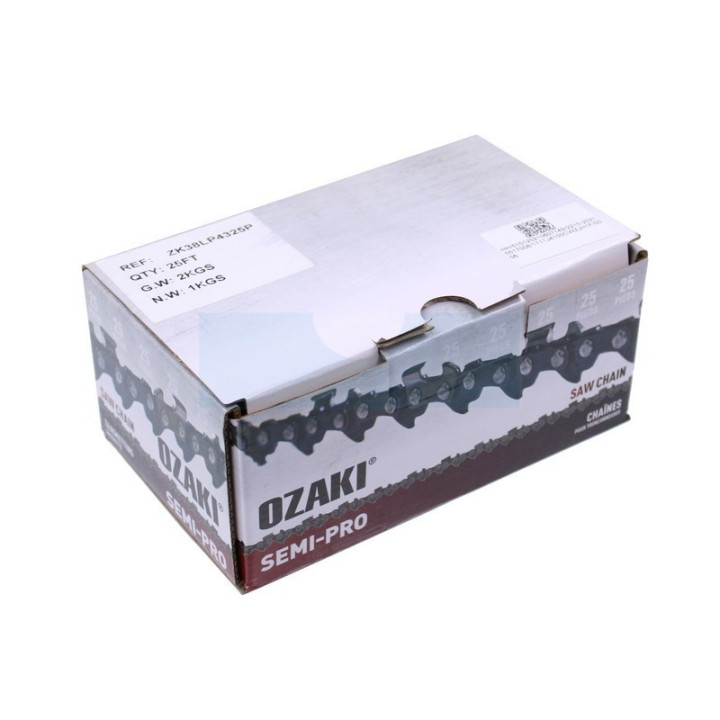 Rouleau de chaîne de tronçonneuse 3/8LP 1,1mm 25 pieds (ZK38LP4325P)