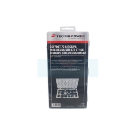 Assortiment / coffret de 225 circlips interieurs et extérieurs DIN471 et DIN472