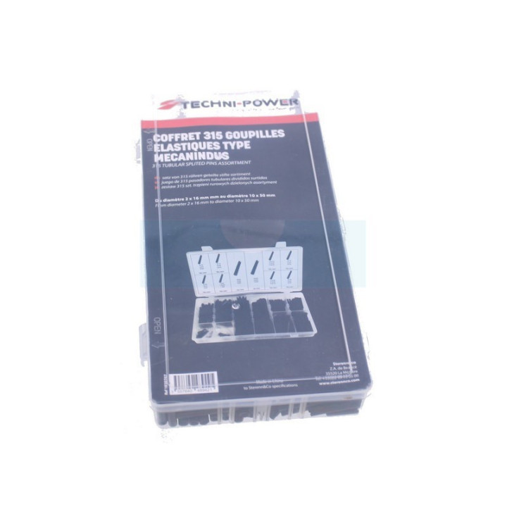 Assortiment / coffret de 315 goupilles élastiques type mecanindus