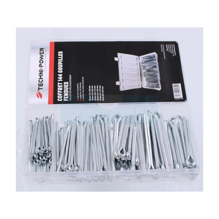 Assortiment / coffret de 144 goupilles fendues