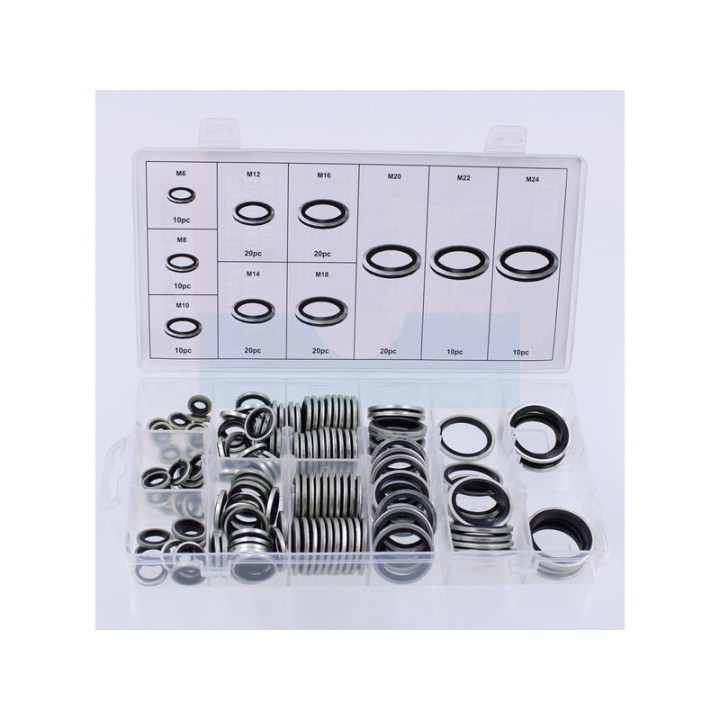 Assortiment / coffret de 150 bagues étanchéité métrique 6 à 24mm