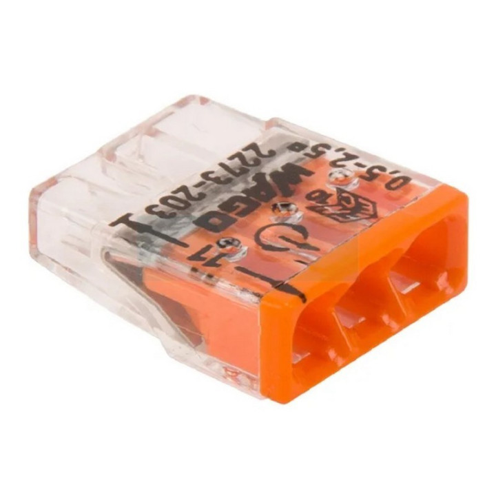 Connecteur Wago 3 fils 0,5 à 2,5mm²