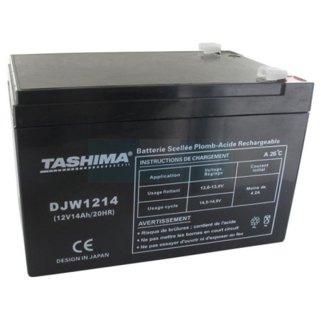 Batterie motoculture Tashima 12V, 14Ah adaptable pour ECOMOWER (DJW1214)