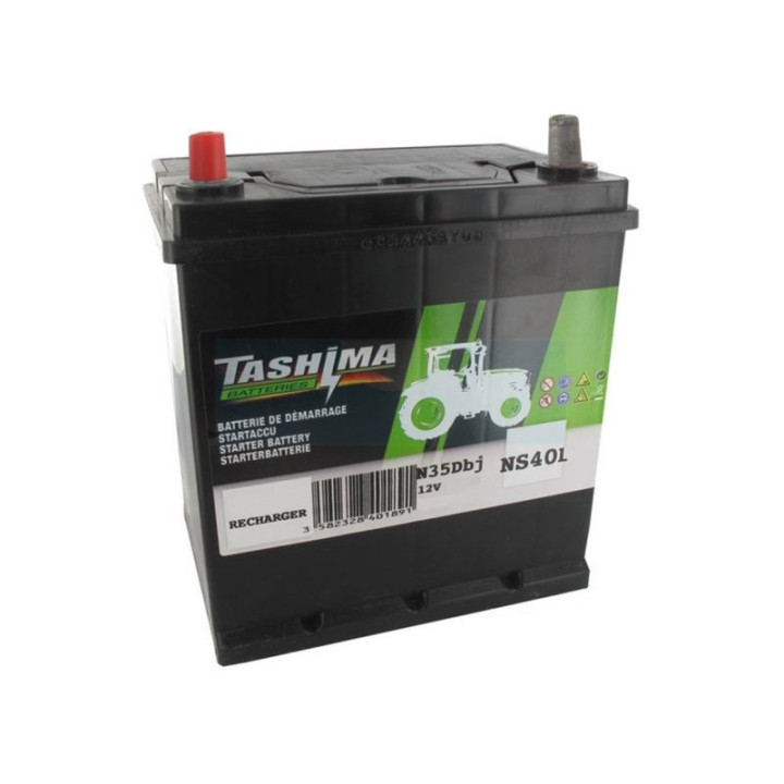 Batterie plomb Tashima Pb Ca/Ca, sans entretien, pour tondeuse autoportée 12V, 35Ah (NS40L)