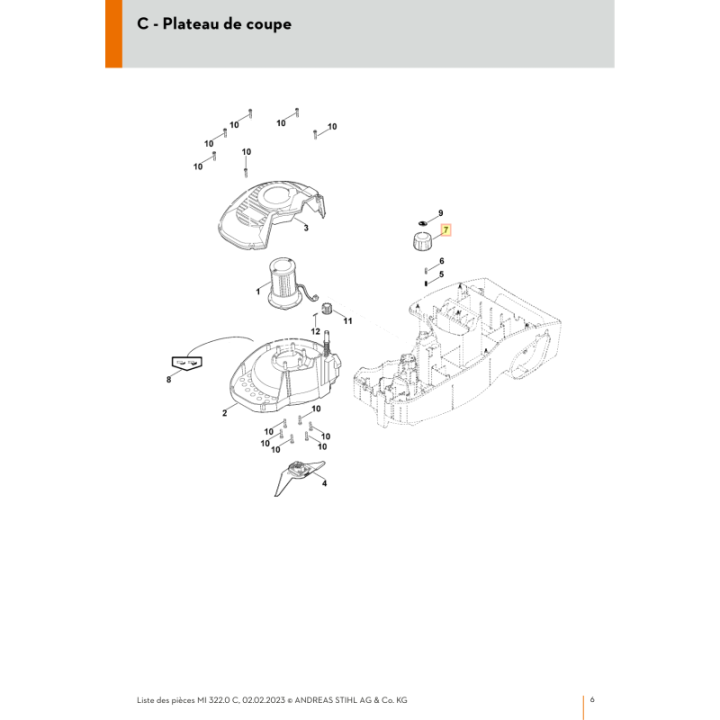 Molette de serrage pour tondeuse robot Viking (63007601800) | Motoculture-Distri-Piece.Fr