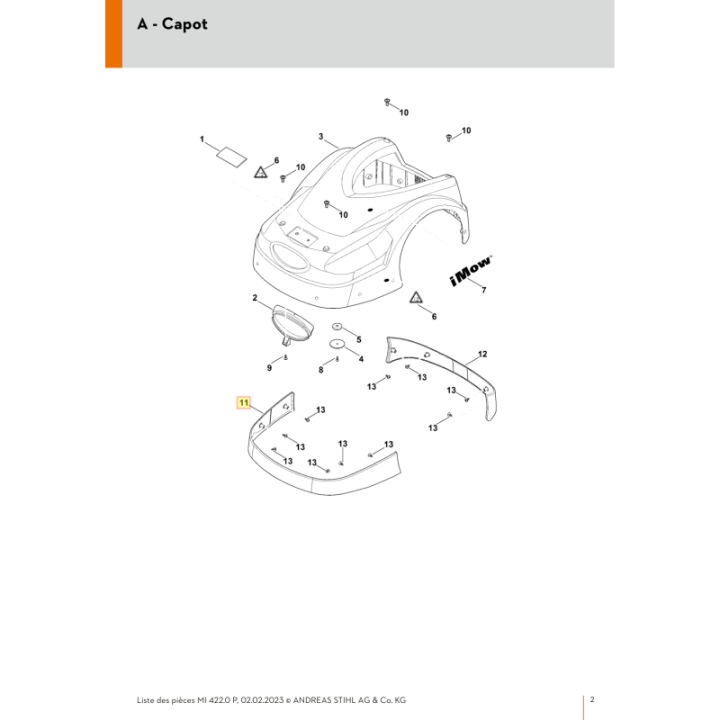 Renfort de protection pour tondeuse robot Stihl (63017067300) | Motoculture-Distri-Piece.Fr