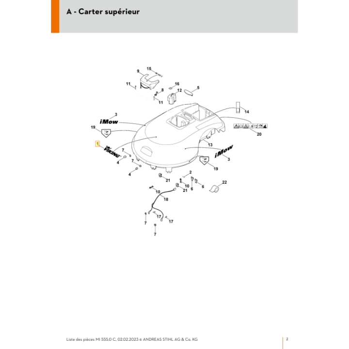 Autocollant viking pour tondeuse robot Viking (00009674424) | Motoculture-Distri-Piece.Fr