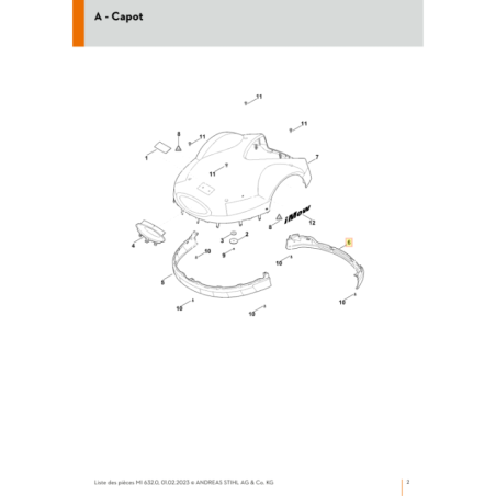 Renfort De Protection pour tondeuse robot Stihl (63097067310) | Motoculture-Distri-Piece.Fr