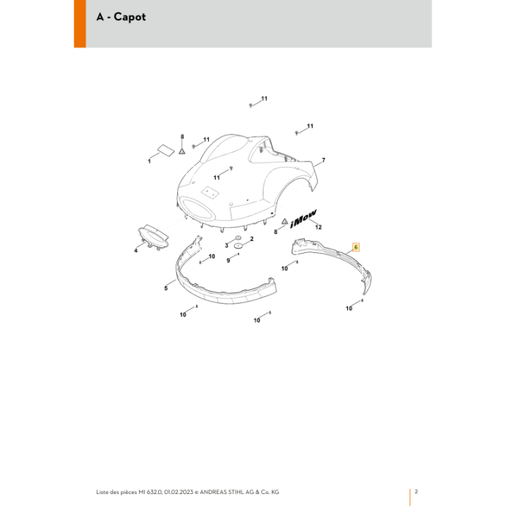 Renfort De Protection pour tondeuse robot Stihl (63097067310) | Motoculture-Distri-Piece.Fr
