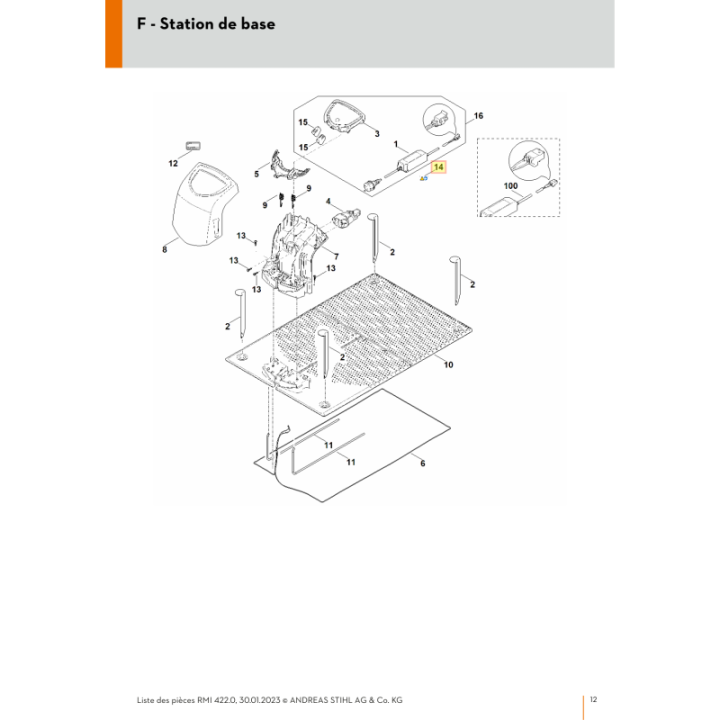 Pictogramme d'avertissement pour tondeuse robot Stihl (0000-967-7242) | Motoculture-Distri-Piece.Fr