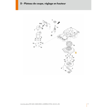 Corps pour tondeuse robot Stihl (63017011059) | Motoculture-Distri-Piece.Fr