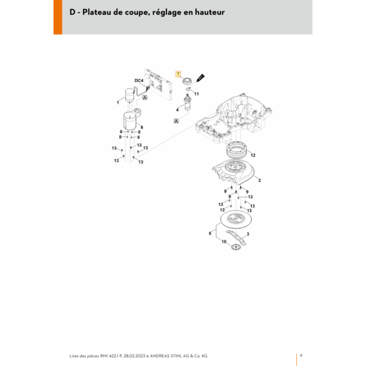 Bouton pour tondeuse robot Stihl (63017636450) | Motoculture-Distri-Piece.Fr