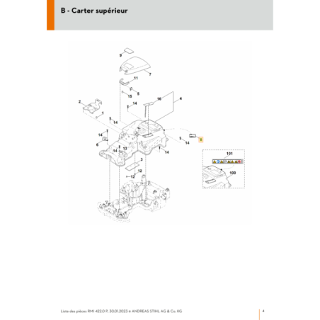 Plaque signalétique pour tondeuse robot Stihl (63019671830) | Motoculture-Distri-Piece.Fr