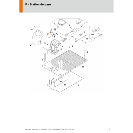 Recouvrement pour tondeuse robot Stihl (63094323801) | Motoculture-Distri-Piece.Fr