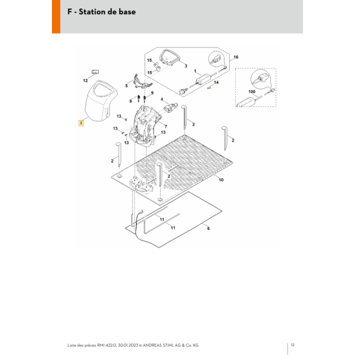 Recouvrement pour tondeuse robot Stihl (63097013615) | Motoculture-Distri-Piece.Fr