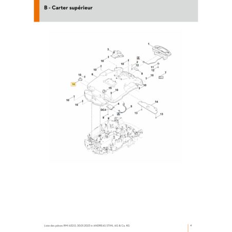 support capuchon D pour tondeuse robot Stihl (63097036915) | Motoculture-Distri-Piece.Fr