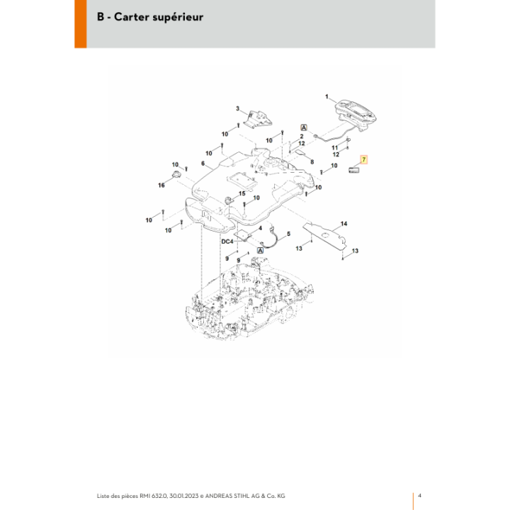 Plaque caractéristique pour tondeuse robot Stihl (63099671830) | Motoculture-Distri-Piece.Fr