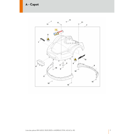 Étiquette pour tondeuse robot Stihl (63099674425) | Motoculture-Distri-Piece.Fr