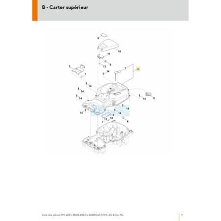 Carter pour tondeuse robot Stihl (63017008551) | Motoculture-Distri-Piece.Fr