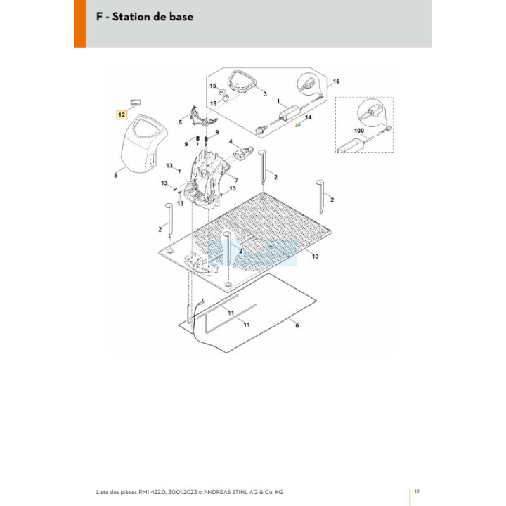 Plaque caractéristique pour tondeuse robot Stihl (63099671807) | Motoculture-Distri-Piece.Fr