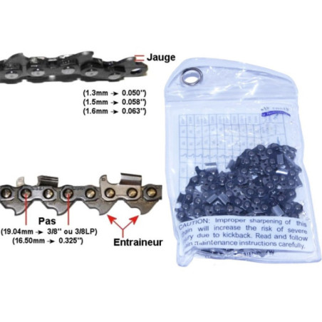 Chaîne pour tronçonneuse Elem Technics (0.325'' / 1.5mm / 72)