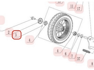 Roue arrière pour tondeuse Weibang (534030901140)