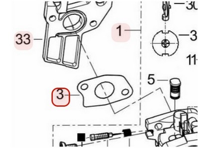 Joint d'admission pour moteur Loncin / Rato (0001180022)