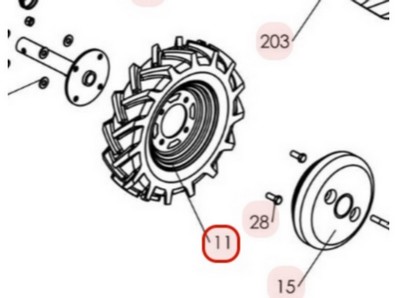 Roue arrière gauche pour motobineuse Sarp (0309000024)