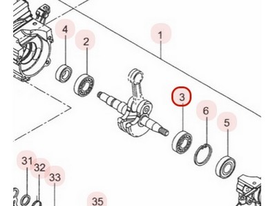 Roulement de vilebrequin (coté allumage) pour tronçonneuse Maruyama (285864)